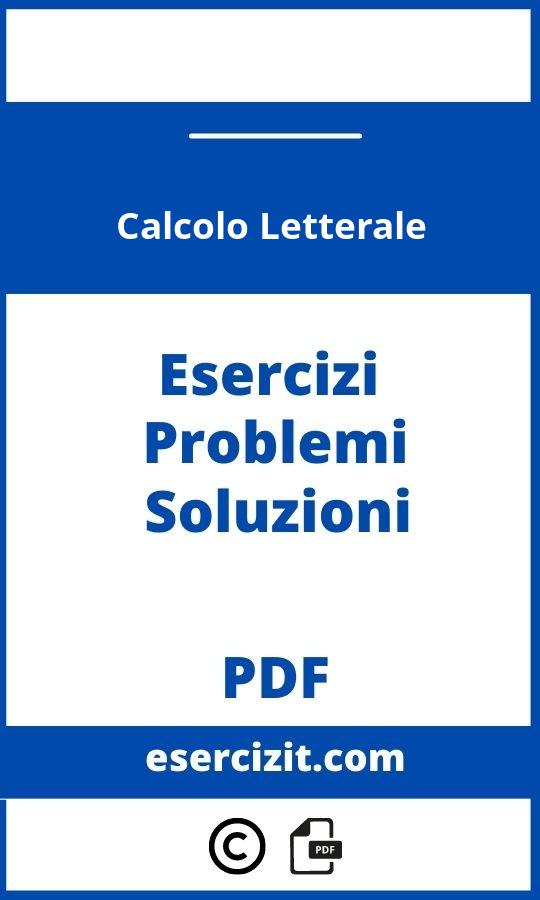 Calcolo Letterale Esercizi Pdf