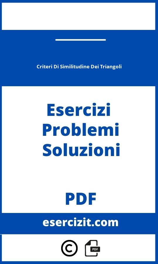 Criteri Di Similitudine Dei Triangoli Esercizi Svolti Pdf