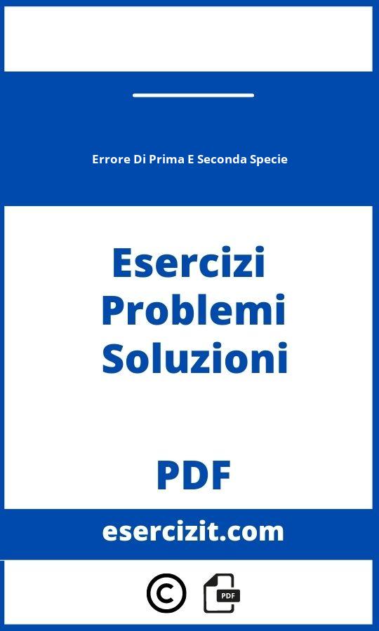 Errore Di Prima E Seconda Specie Esercizi Svolti